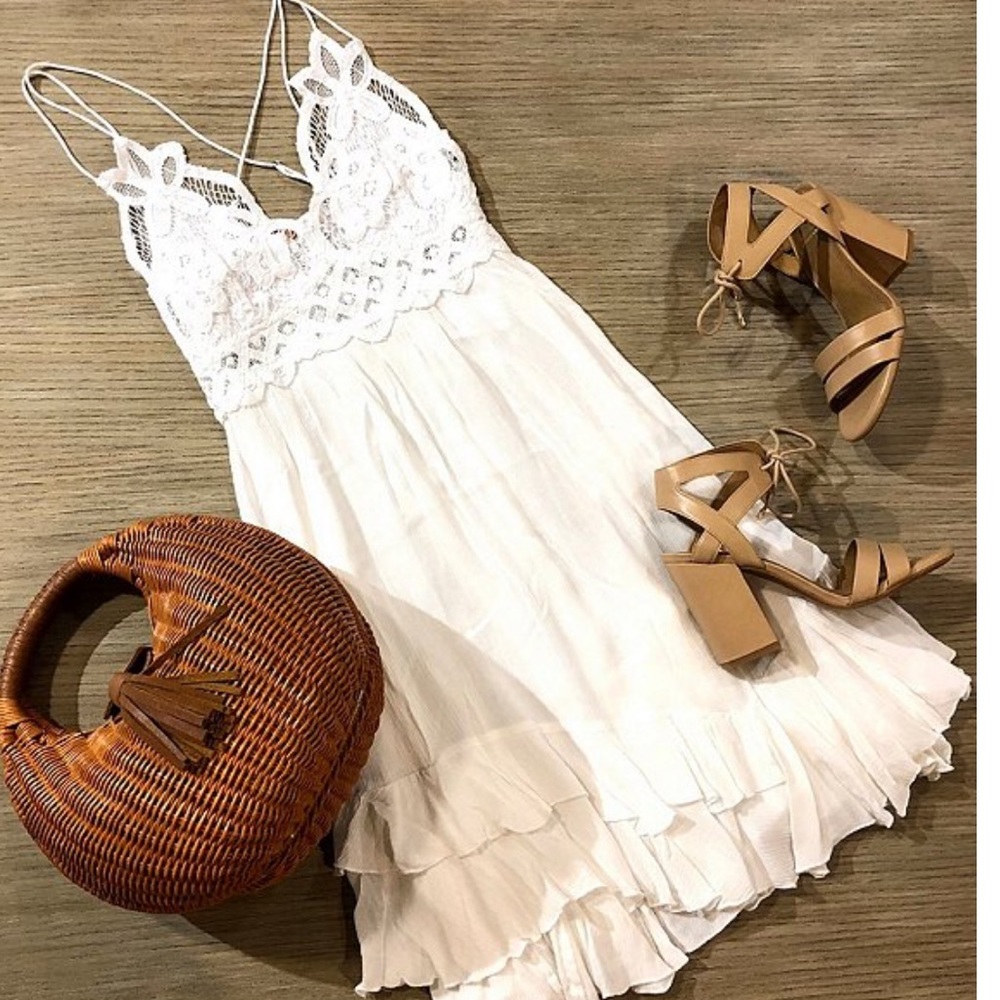 Free People Spaghetti Strap Flounce Mini Dress